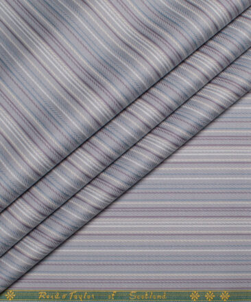 Reid & Taylor  Giza Cotton Striped Shirting Fabric (Silver Grey)