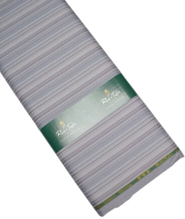 Reid & Taylor  Giza Cotton Striped Shirting Fabric (Silver Grey)