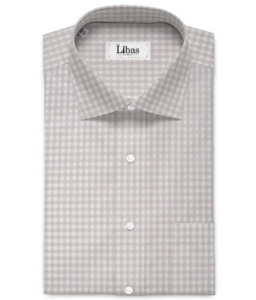 Reid & Taylor  Giza Cotton Checks Shirting Fabric (White & Grey)