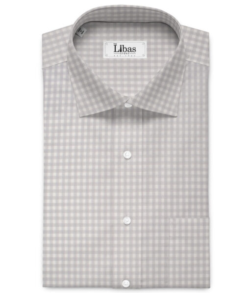 Reid & Taylor  Giza Cotton Checks Shirting Fabric (White & Grey)
