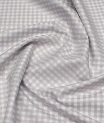 Reid & Taylor  Giza Cotton Checks Shirting Fabric (White & Grey)
