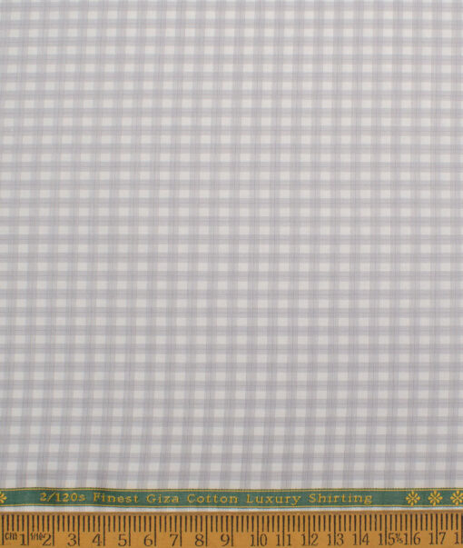 Reid & Taylor  Giza Cotton Checks Shirting Fabric (White & Grey)
