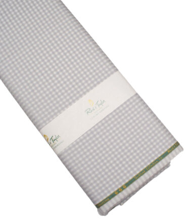 Reid & Taylor  Giza Cotton Checks Shirting Fabric (White & Grey)