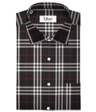 Soktas  Giza Cotton Checks Shirting Fabric (Black)