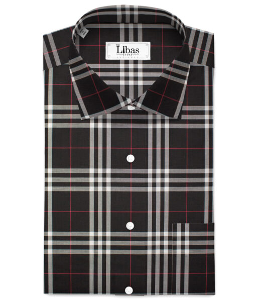 Soktas  Giza Cotton Checks Shirting Fabric (Black)