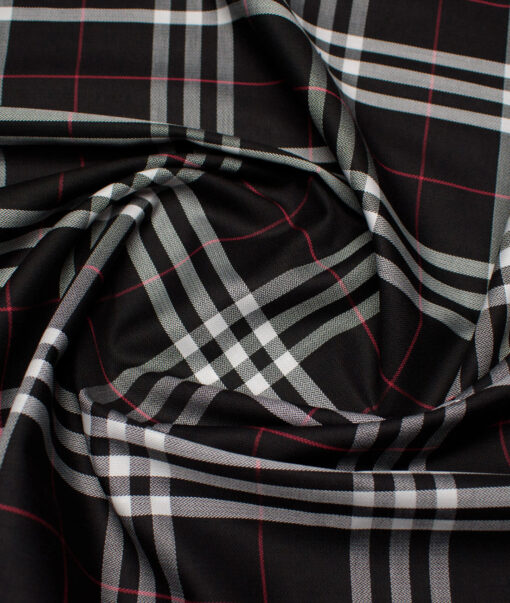 Soktas  Giza Cotton Checks Shirting Fabric (Black)