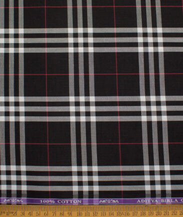 Soktas  Giza Cotton Checks Shirting Fabric (Black)