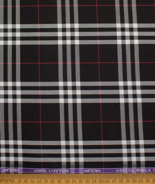 Soktas  Giza Cotton Checks Shirting Fabric (Black)