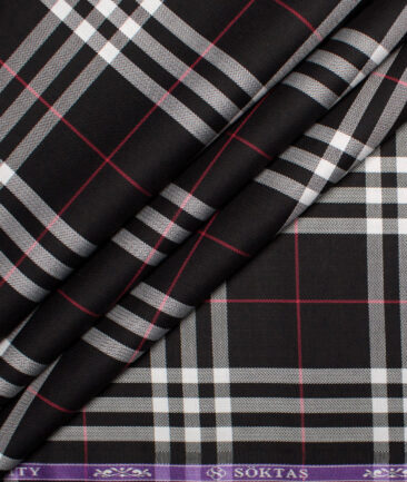 Soktas  Giza Cotton Checks Shirting Fabric (Black)
