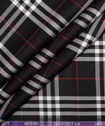 Soktas  Giza Cotton Checks Shirting Fabric (Black)