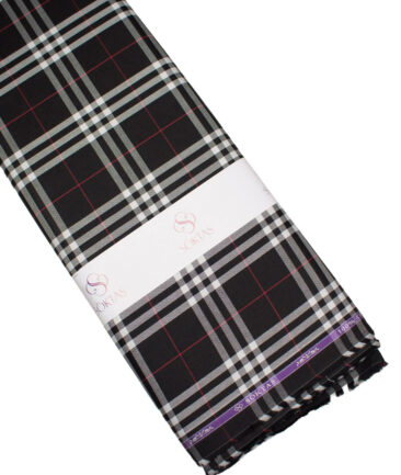 Soktas  Giza Cotton Checks Shirting Fabric (Black)
