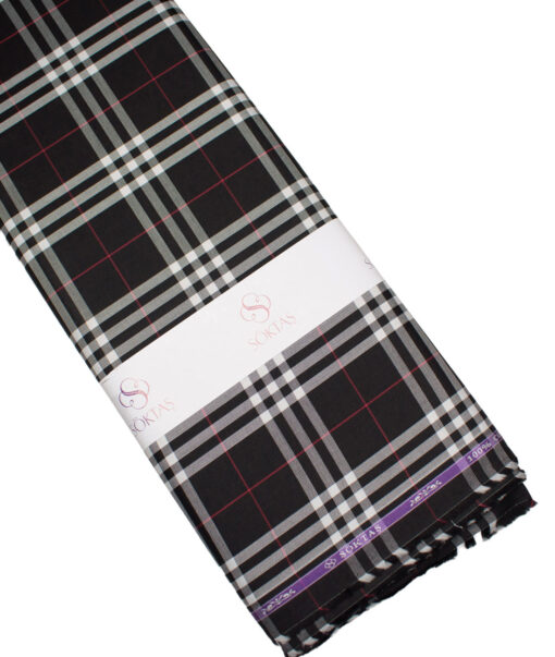 Soktas  Giza Cotton Checks Shirting Fabric (Black)