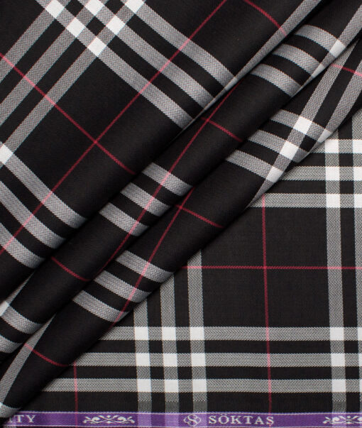 Soktas  Giza Cotton Checks Shirting Fabric (Black)