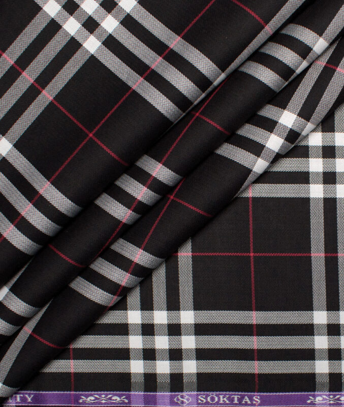 Soktas  Giza Cotton Checks Shirting Fabric (Black)