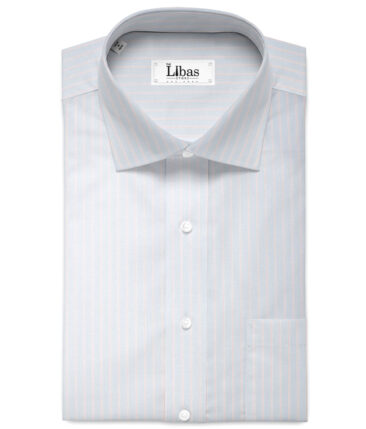 Soktas  Giza Cotton Striped Shirting Fabric (Sky Blue)