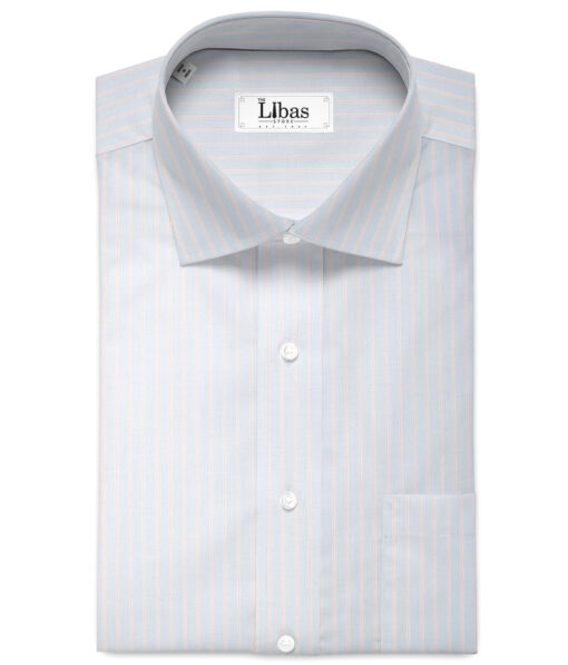 Soktas  Giza Cotton Striped Shirting Fabric (Sky Blue)