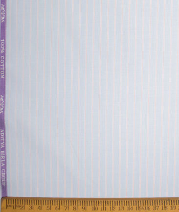 Soktas  Giza Cotton Striped Shirting Fabric (Sky Blue)