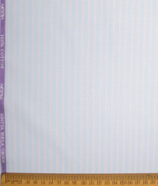 Soktas  Giza Cotton Striped Shirting Fabric (Sky Blue)