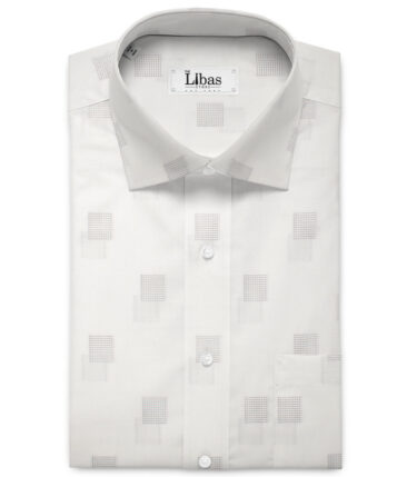 Soktas  Giza Cotton Self Design Shirting Fabric (White)