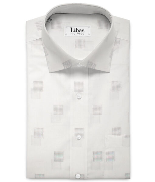 Soktas  Giza Cotton Self Design Shirting Fabric (White)