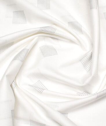 Soktas  Giza Cotton Self Design Shirting Fabric (White)