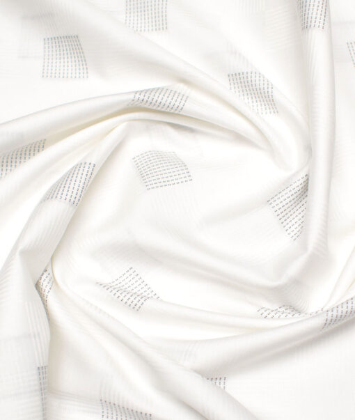 Soktas  Giza Cotton Self Design Shirting Fabric (White)