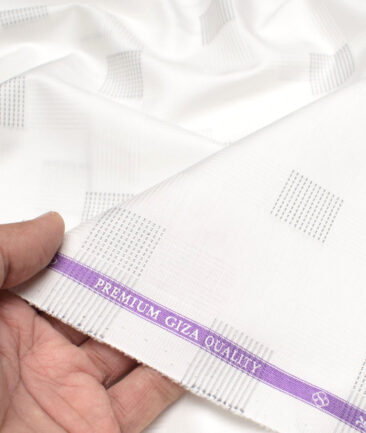 Soktas  Giza Cotton Self Design Shirting Fabric (White)