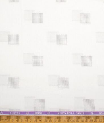 Soktas  Giza Cotton Self Design Shirting Fabric (White)