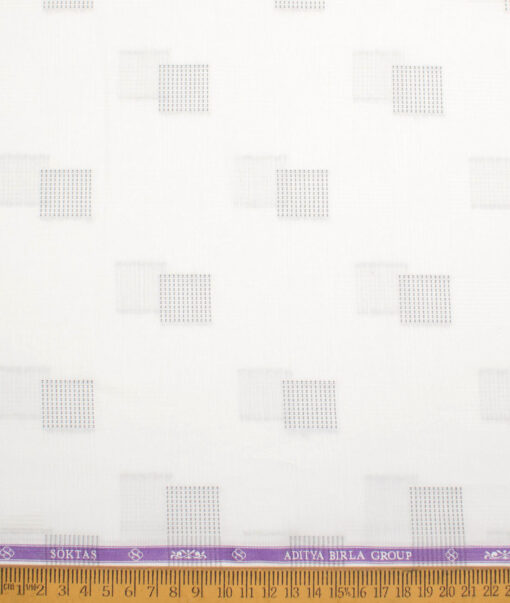 Soktas  Giza Cotton Self Design Shirting Fabric (White)