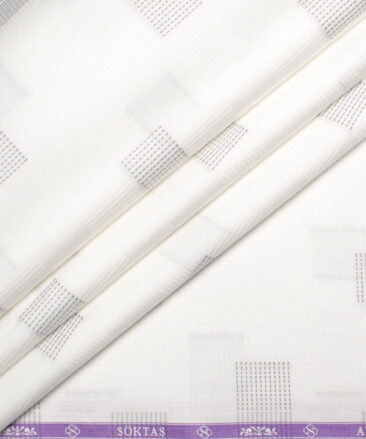 Soktas  Giza Cotton Self Design Shirting Fabric (White)