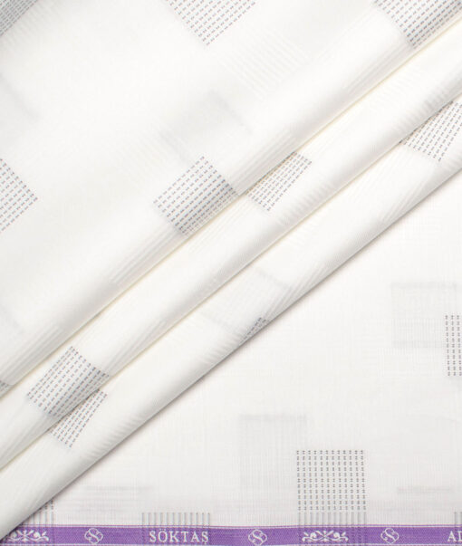 Soktas  Giza Cotton Self Design Shirting Fabric (White)