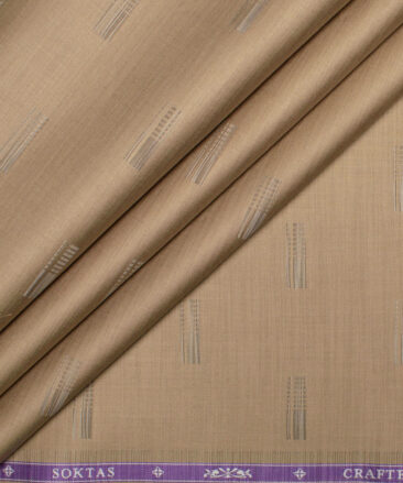 Soktas  Giza Cotton Self Design Shirting Fabric (Muesli Brown)