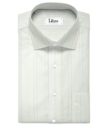 Soktas  Giza Cotton Striped Shirting Fabric (Frost Green)