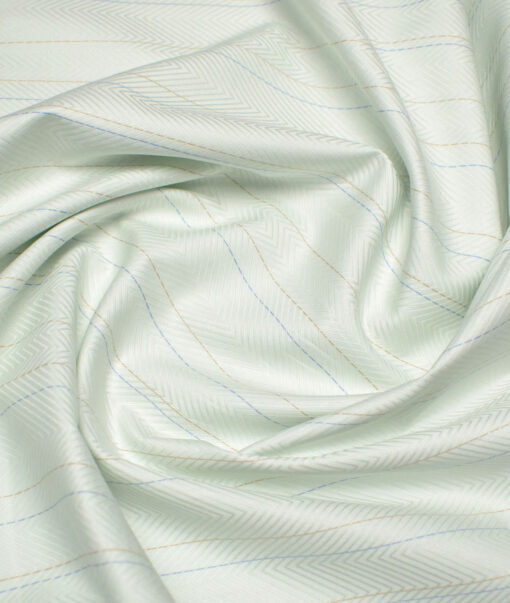 Soktas  Giza Cotton Striped Shirting Fabric (Frost Green)