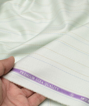 Soktas  Giza Cotton Striped Shirting Fabric (Frost Green)