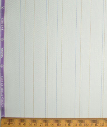 Soktas  Giza Cotton Striped Shirting Fabric (Frost Green)