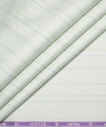 Soktas  Giza Cotton Striped Shirting Fabric (Frost Green)