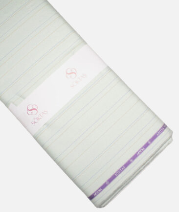 Soktas  Giza Cotton Striped Shirting Fabric (Frost Green)