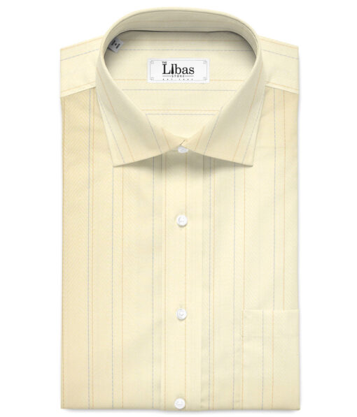 Soktas  Giza Cotton Striped Shirting Fabric (Yellow)