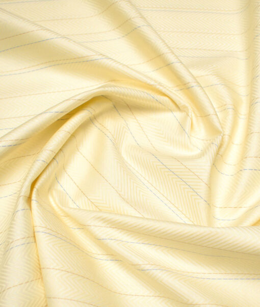 Soktas  Giza Cotton Striped Shirting Fabric (Yellow)