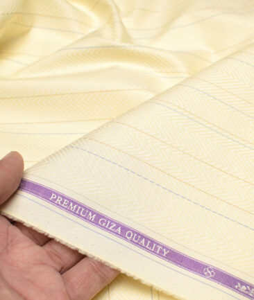 Soktas  Giza Cotton Striped Shirting Fabric (Yellow)