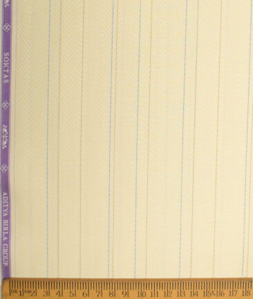Soktas  Giza Cotton Striped Shirting Fabric (Yellow)