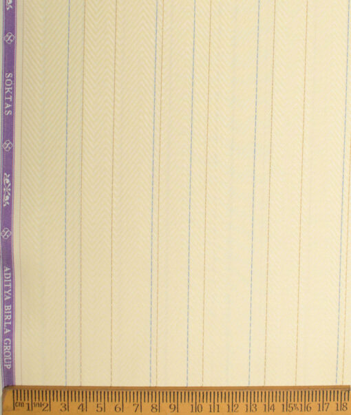 Soktas  Giza Cotton Striped Shirting Fabric (Yellow)