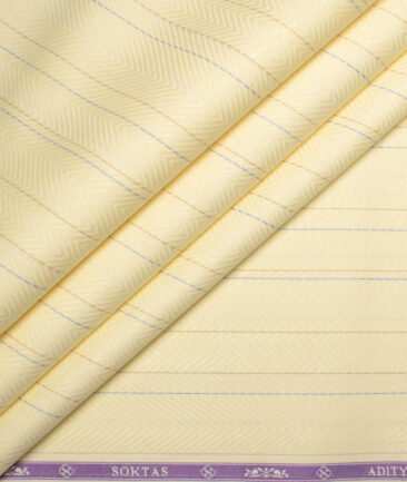 Soktas  Giza Cotton Striped Shirting Fabric (Yellow)