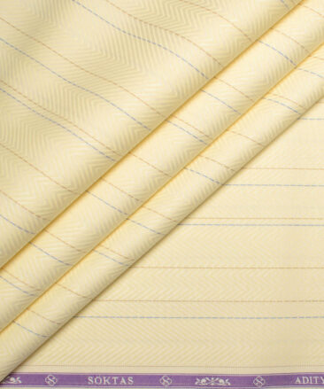 Soktas  Giza Cotton Striped Shirting Fabric (Yellow)
