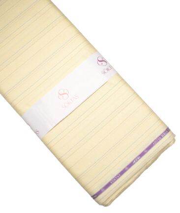 Soktas  Giza Cotton Striped Shirting Fabric (Yellow)