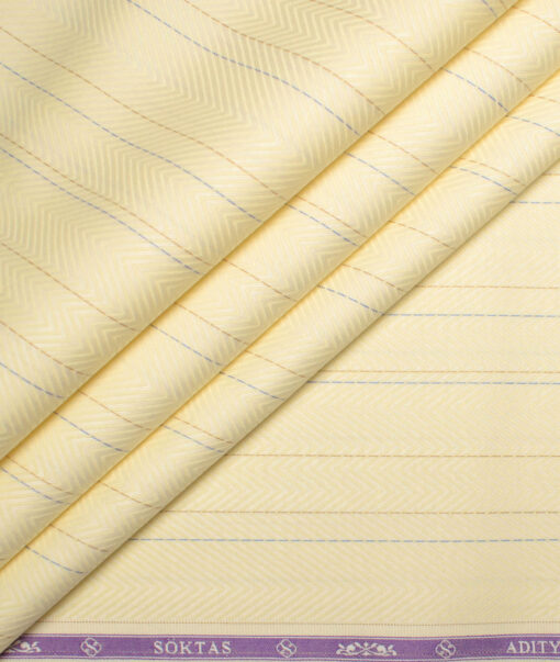 Soktas  Giza Cotton Striped Shirting Fabric (Yellow)