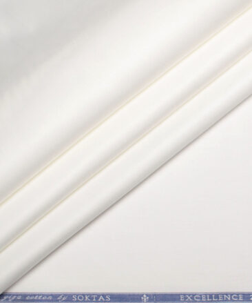 Soktas 2 Ply 200's Giza Cotton Solids Shirt or Kurta Pajama Fabric (White)