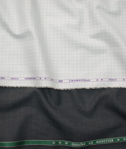 Combo of Raymond Poly Viscose Pant & J.Hampstead Giza Cotton Shirt Fabric - Image 1