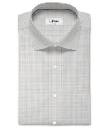 J.Hampstead  Giza Cotton Checks Shirting Fabric (White & Grey)